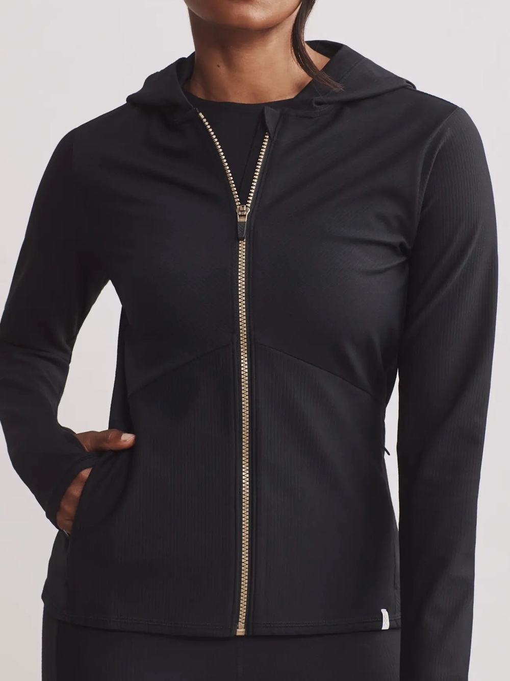NWT Rhone Ripple Hoodie Jacket Black Large Performance Full Zip